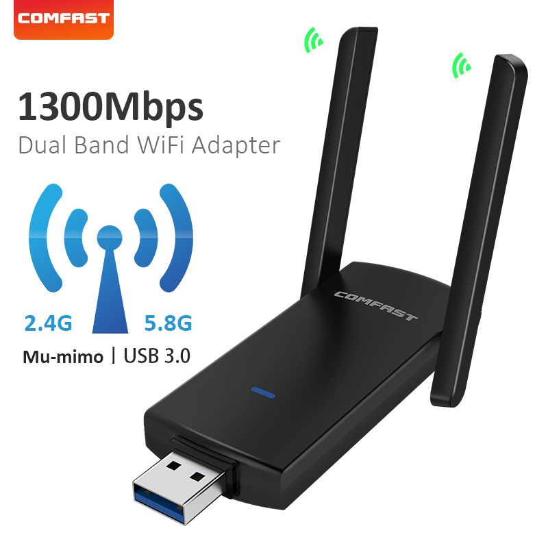 Wireless USB WiFi Adapter 1300Mbps Dongle Wifi Network Card