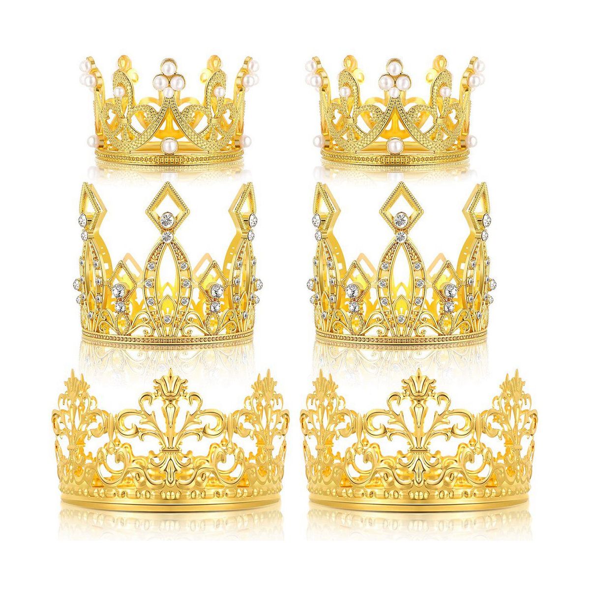 6 Pcs Crown Cake Topper Birthday Mini Crown Cake Topper