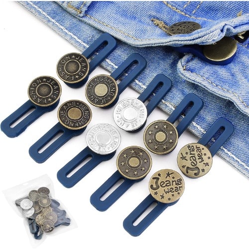 Jeans Sewing Adjustable Retractable Button Waistband Expander -10pcs