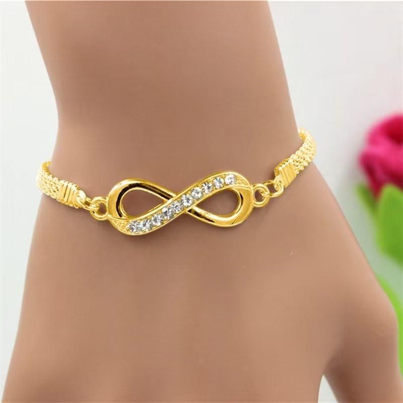 Ladies Elegant Crystal Bracelet With Diamonds Gold Bracelets Gift For Women