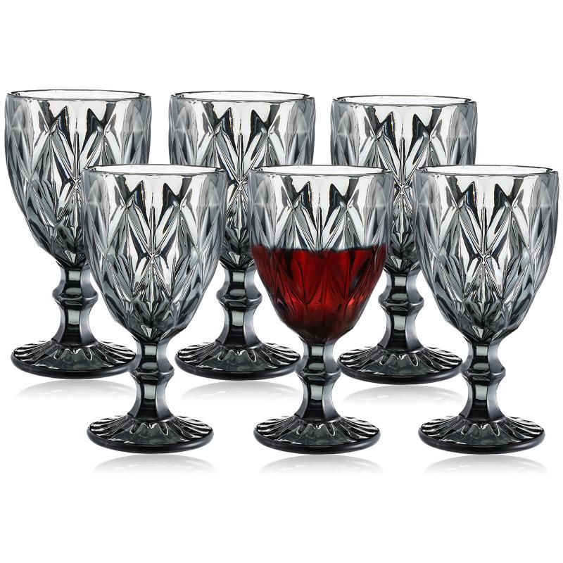 6pcs Glass Goblet Vintage Stemware Wine Cup Retro Glassware