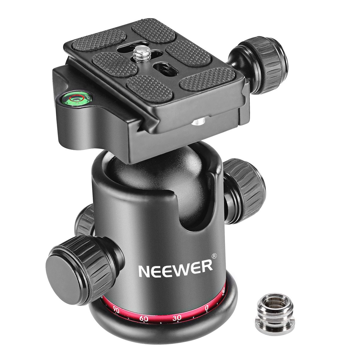 Professional Metal 360 Degree Rotating Panoramic Ball Head With 1/4 Inch Quick Release Plate And Bubble Level,up To 17.6pounds/8kilograms,for Tripod,Monopod,Slider,DSLR Camera,Camcorder