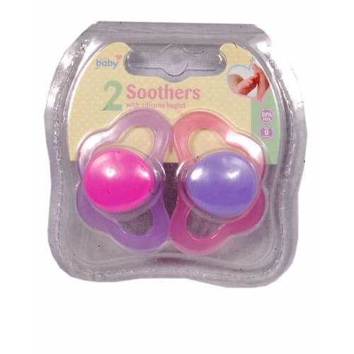 2 Soothers with Silicone Baglet