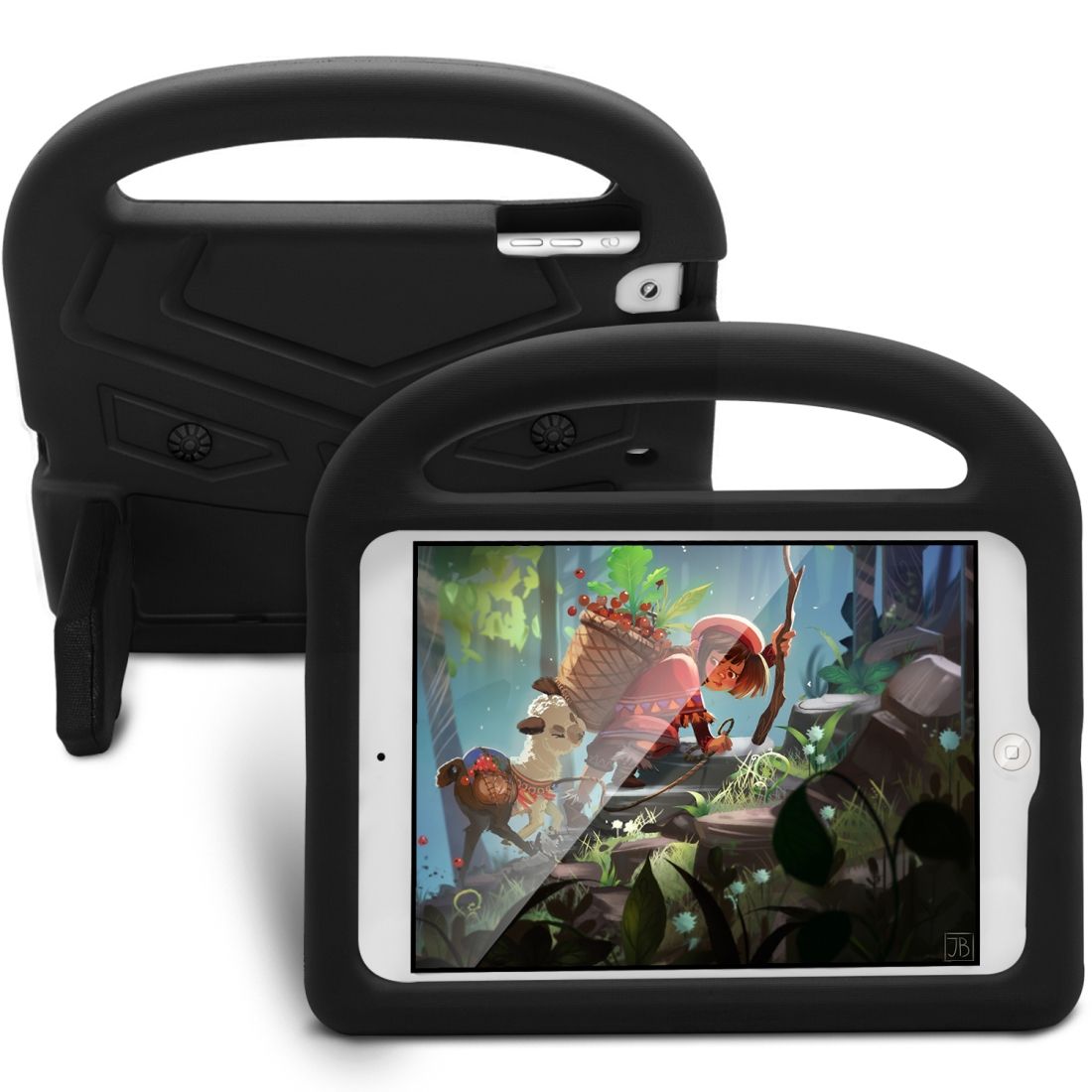 For  IPad Mini 5 / 4 / 3 / 2 / 1 Sparrow Style EVA Children's Flat Anti Falling Protective Shell(Black)
