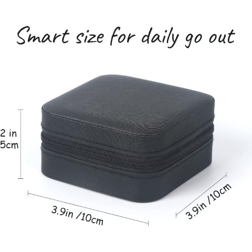Jewelry Box With Zipper Closure - Leather - Black