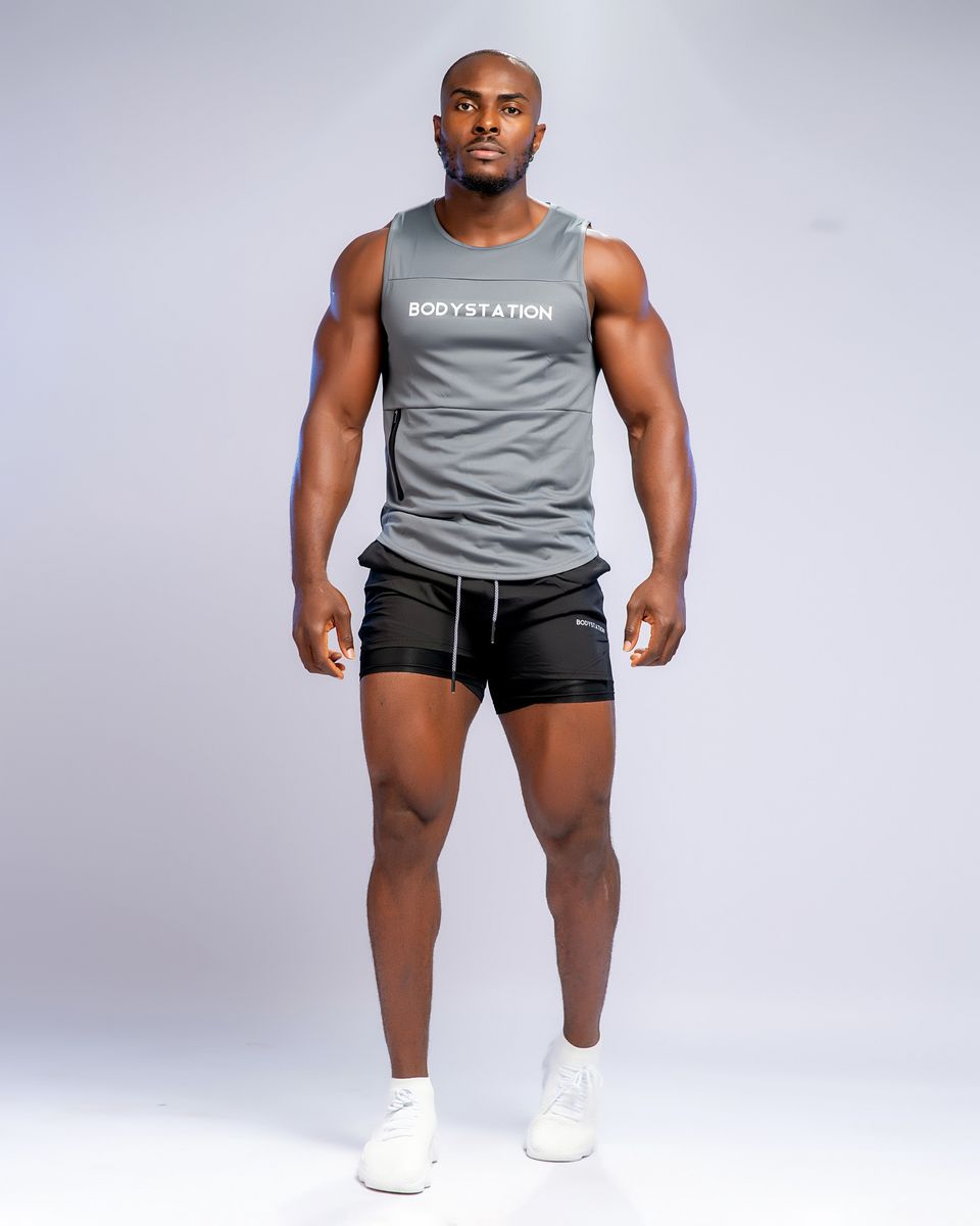 Men's Tight-Fit Training Tank Top - Grey