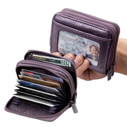 Leather Palm Wallet Credit Card Holder With RFID Protection - Brown