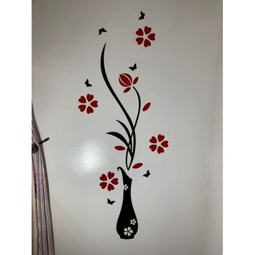 3d Diy Flower Vase With Butterfly Home Deco Wall Sticker Art
