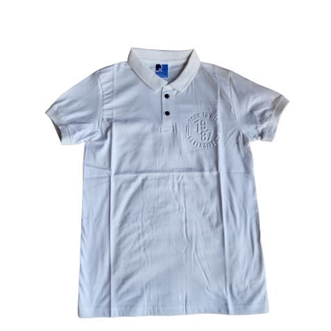 AWW 3D Embossed Male Polo- White