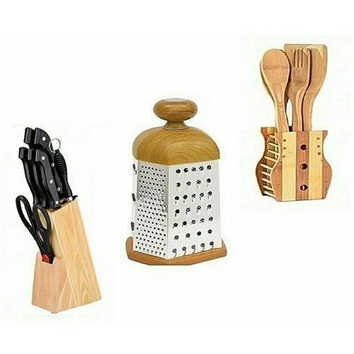 Knives Set - Grater & Wooden Spoon Set - 8 Pieces