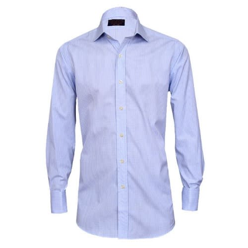 Men's Tiny Checked Shirt Msht-3265 - White & Blue