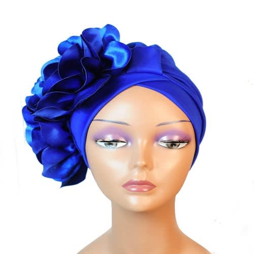 Side Ruffle Turban -  Blue