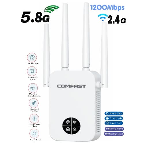 Wifi Extender Internet Booster 1200mbps Smart OLED Display Wireless Repeater