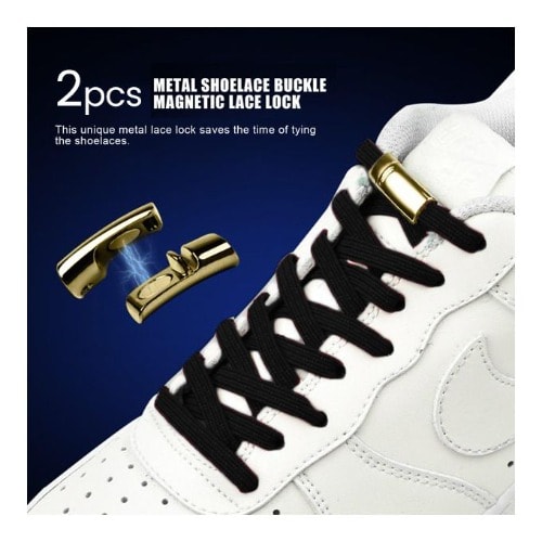 Magnetic No Tie Elastic Shoe Lace Buckle -Gold