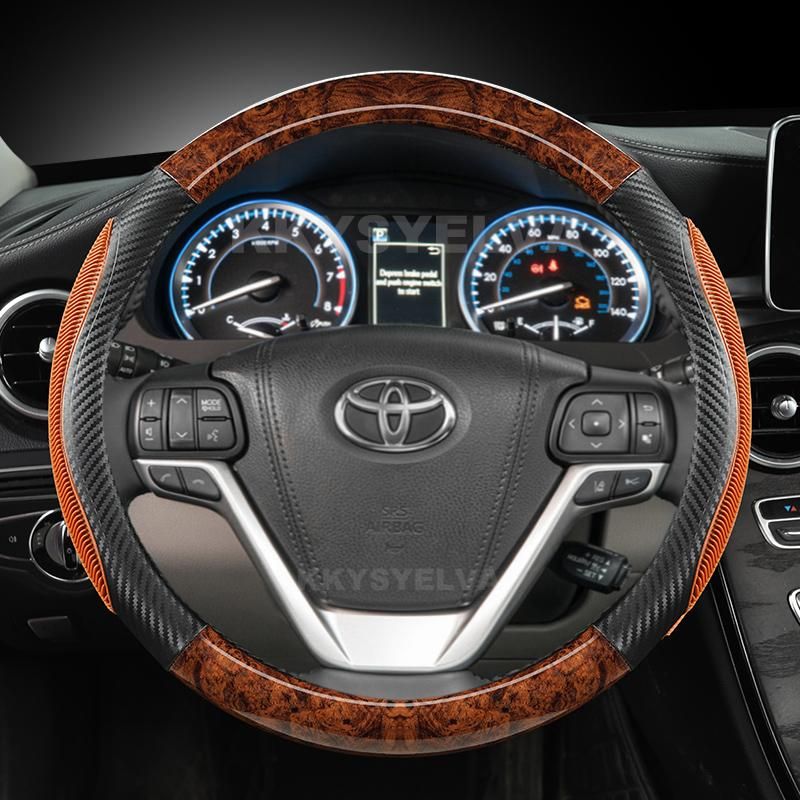 Mahogany Wood Grain Car Steering Wheel Cover For Toyota Highlander 2014 2015 2016 2017 2018  Sienna 2015 2016 -