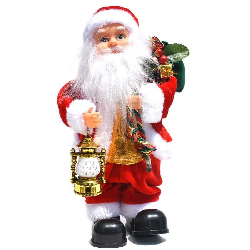 Music Electric Santa Claus with Lantern Gift Package Christmas Dolls Decorations Children's Toys Gifts Walking Ornament