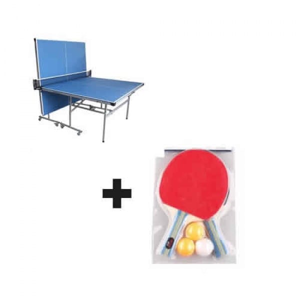 Outdoor Table Tennis Board - Blue + Free 4 bats and 6 tennis balls