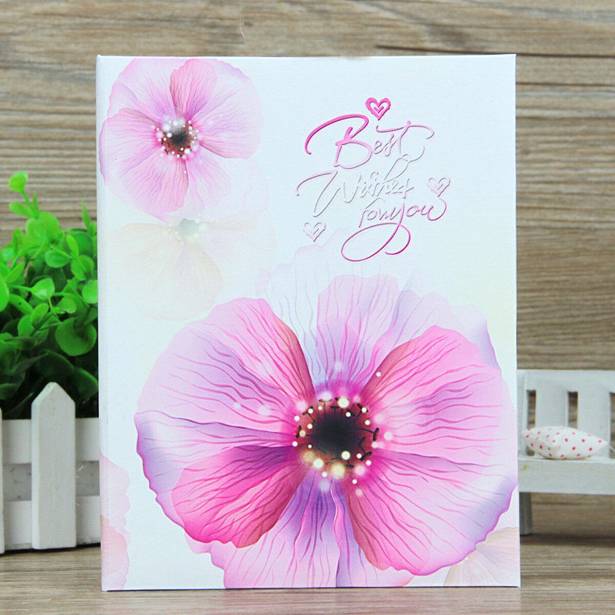 4x6'' Flower Large Photo Album Memories Pictures Storage Book Hold 100pcs Gift Pink Pink