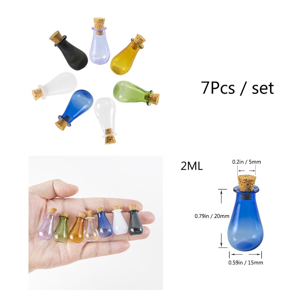 Mini Color GlBottles With Cork Miniature Vase Tiny Jar-1 Set