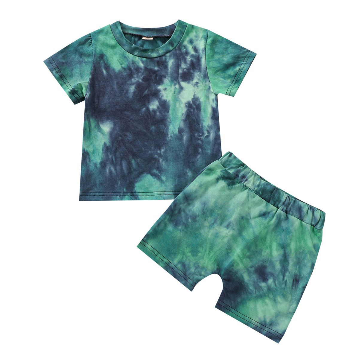 Baby Boy Outfit Short Sleeve O Neck T-shirt Shorts Tie-Green