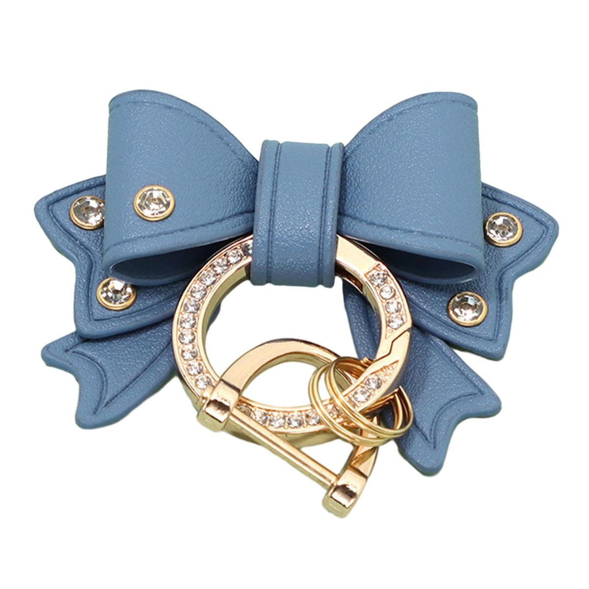 Pendant Keychain Sparkling Bow Key Holder Elegant for Womens Blue