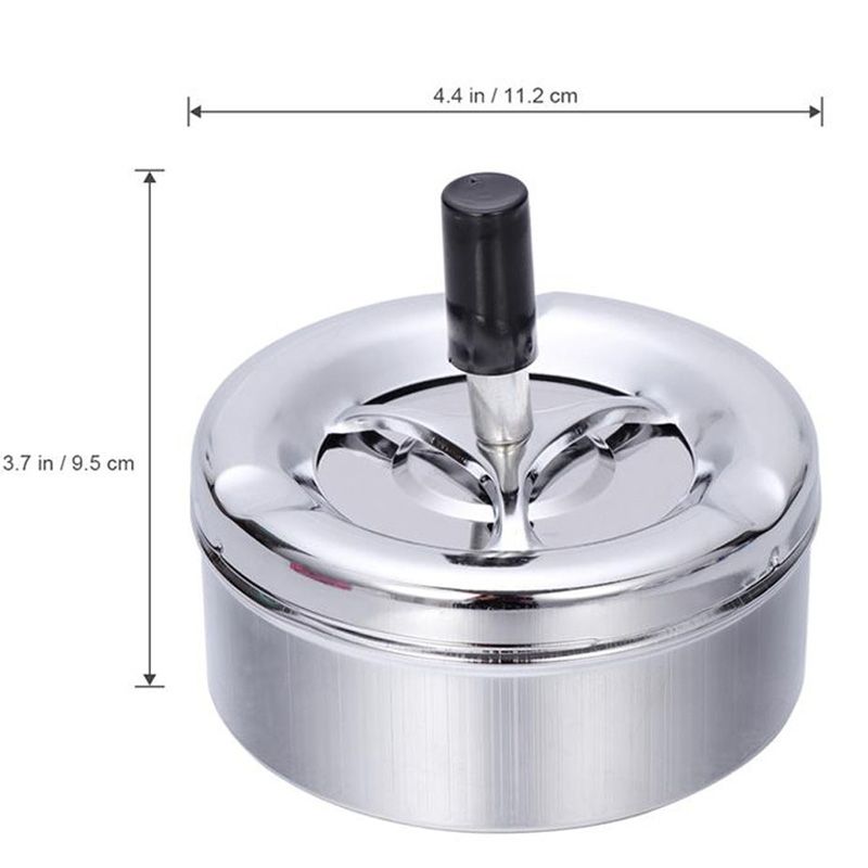Smoking Accessories Stainless Steel Ashtray Round Push Down Cigarette  With Rotating Tray Housewares  Ash Tray  Weed Tray Set