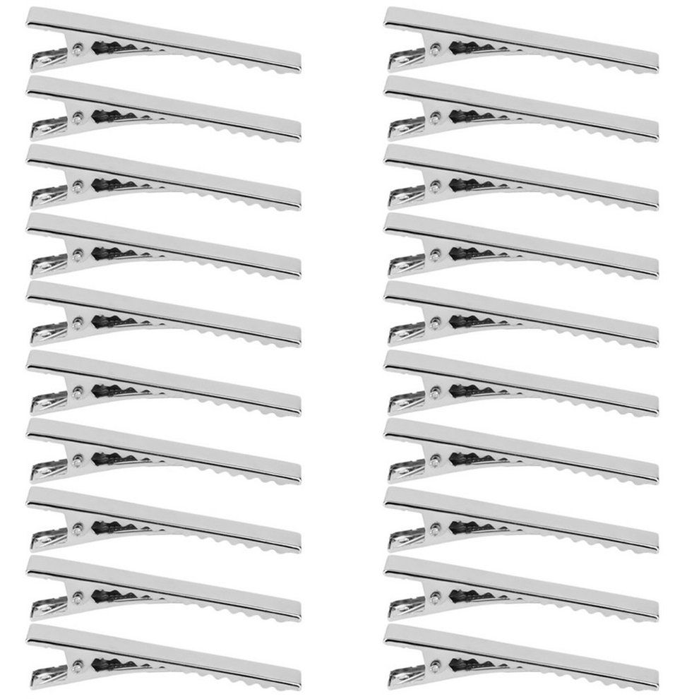 MT 20pcs 55mm Crocodile Alligator Teeth Clips Hair Bows Pinch DIY Accessories-Silver