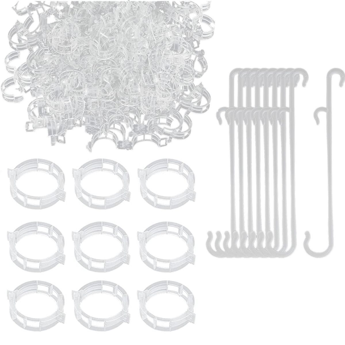250 Pcs, Plant Support Clips and J Tomato Hooks,Plastic Trellis Clips
