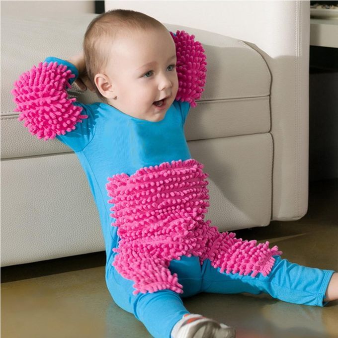 Baby Snowsuits Mop Overall With Hood Romper Romper 85cm Blue+Rose Red