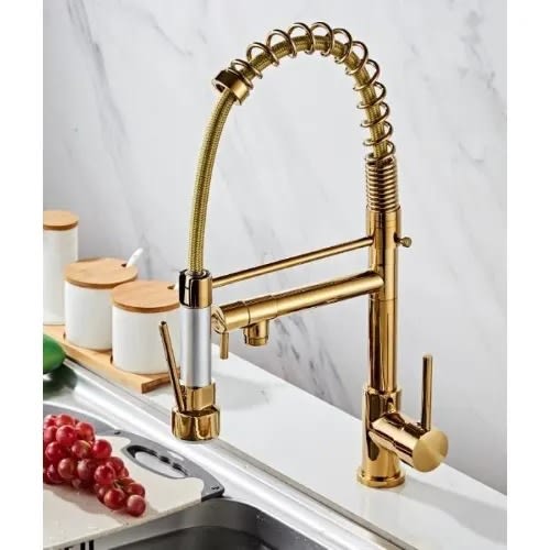 Taper Crown Mixer Kitchen Tap - Gold