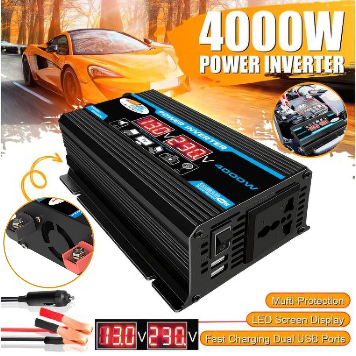 Modified Sine Wave Inverter 4000W Peak DC12V-AC220V