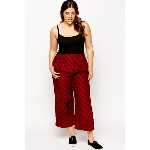 Ruffled Detailed Cropped Wide Trousers