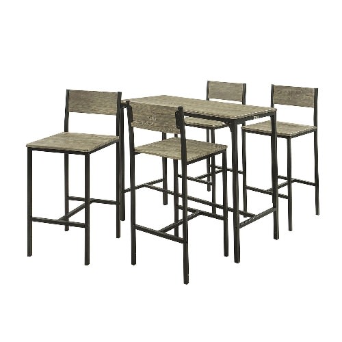 Sobuy Bar Set-1 Bar Table And 4 Stools With Back Seat, Home Kitchen Breakfast Bar Set Furniture