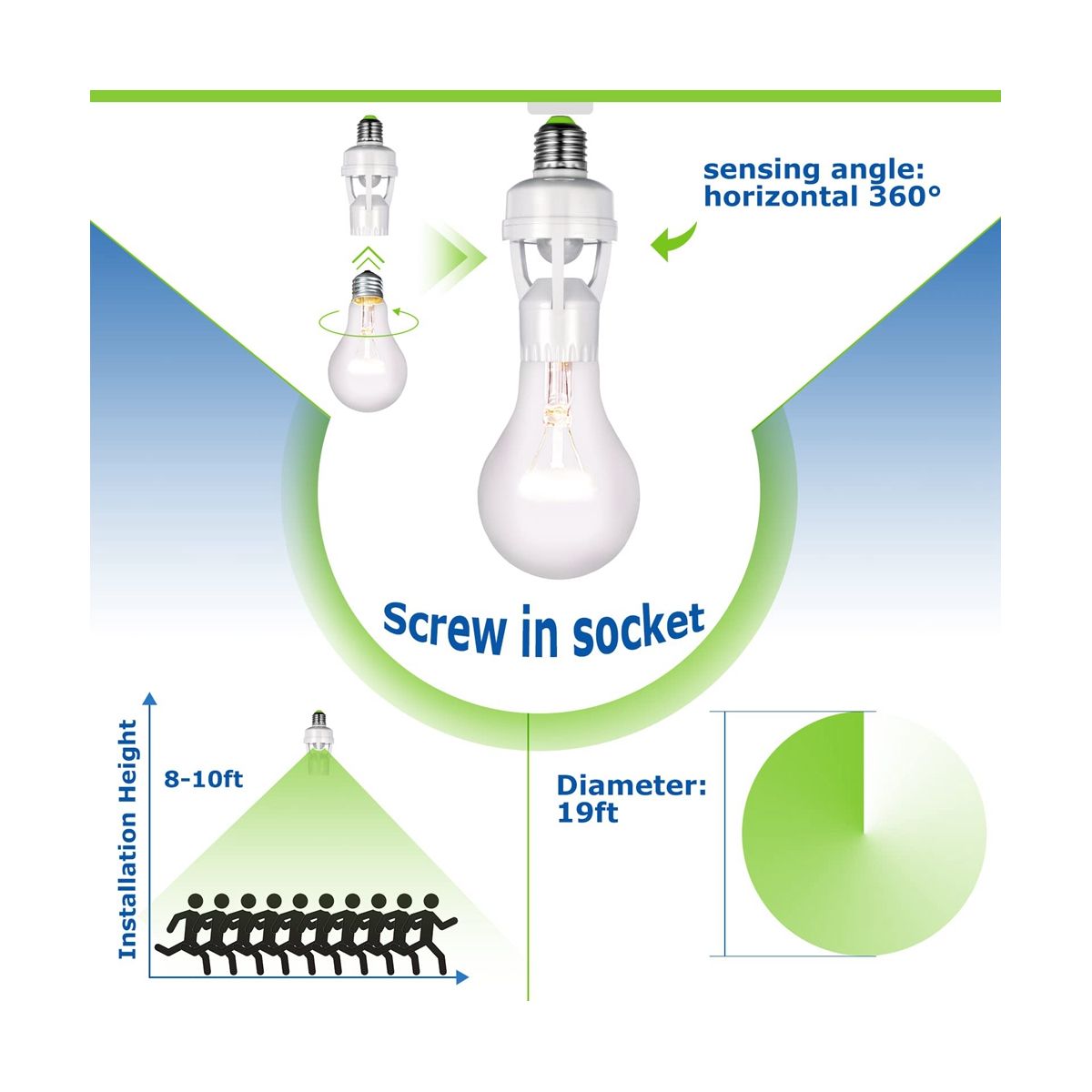 6 Pieces Motion Sensor Light Socket Smart Screw in Light