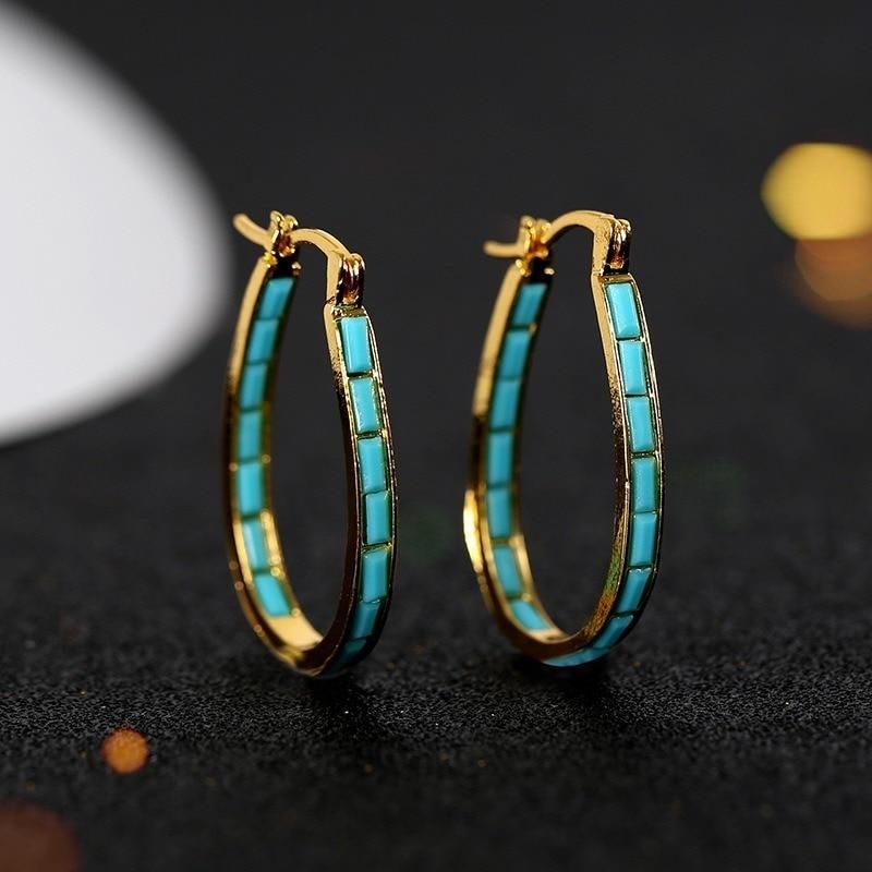 Simple Gold Color  U Shaped Metal Hoop Earrings for Women Bohemian Earings Jewelry Accessories Gift