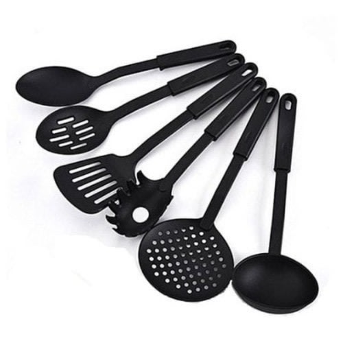 Non Stick Spoon Set - 6 Pieces - Black