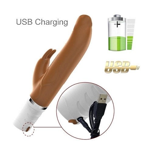 Skin Realistic Rabbit Rotation Dildo - 8"