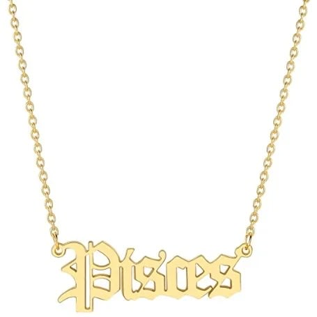 Zodiac Letter Gold Plated Pisces Necklace