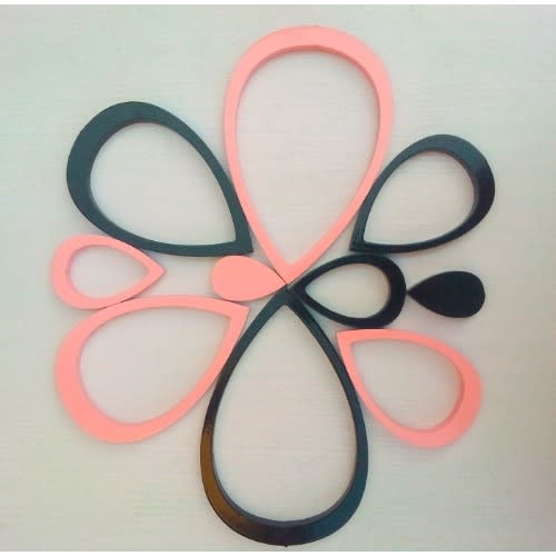 3d Adhesive Raindrop Wall Stickers - Black And Pink - 10pcs