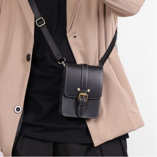 Unisex Multifunctional Shoulder Bags - Gadget Cross-body Bags - Black