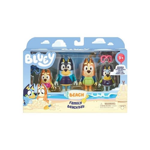 Bluey 4-pack Figure Pass The Parcel - Family Beach Day