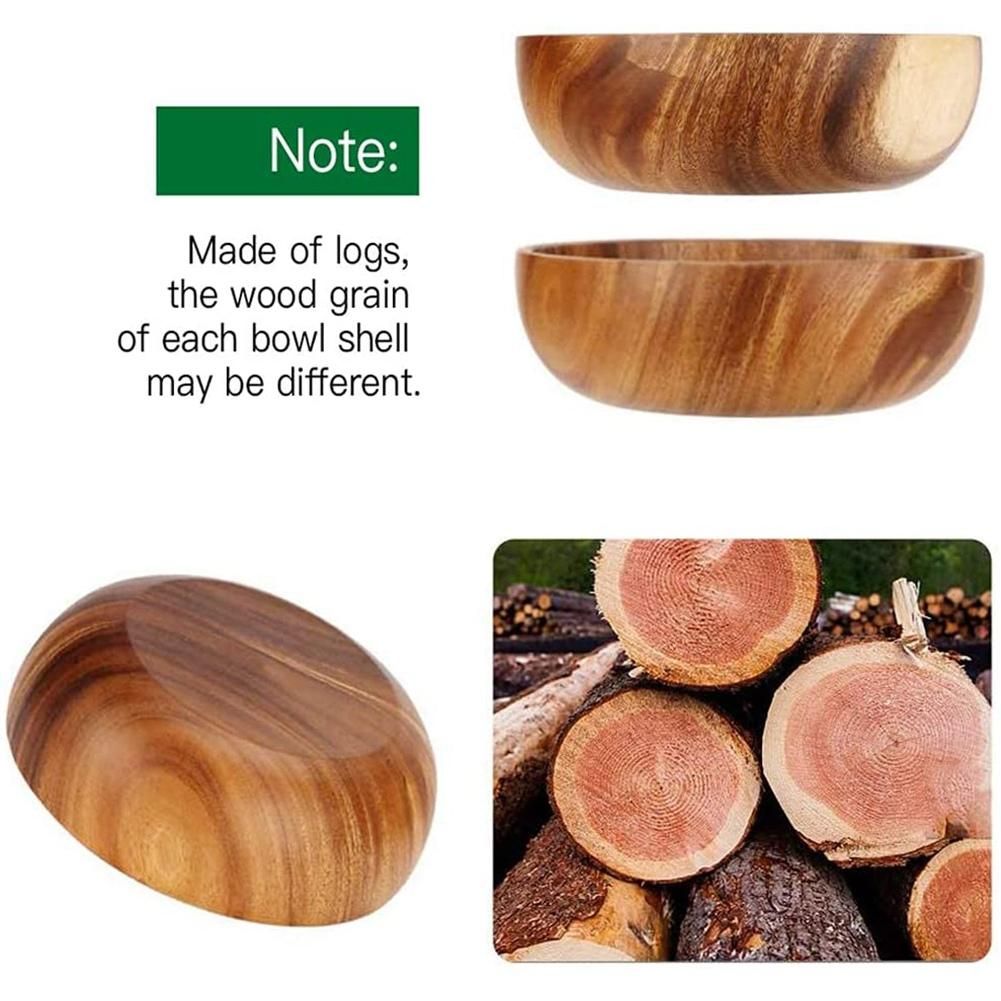 9.5 Inch Wood Bowl, Wooden Salad Bowl, Large Wood Bowl for