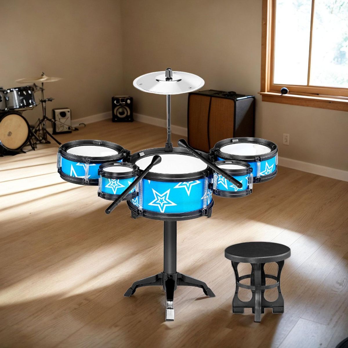 Simulation Drum Sets Preschool Learning Toys Blue With