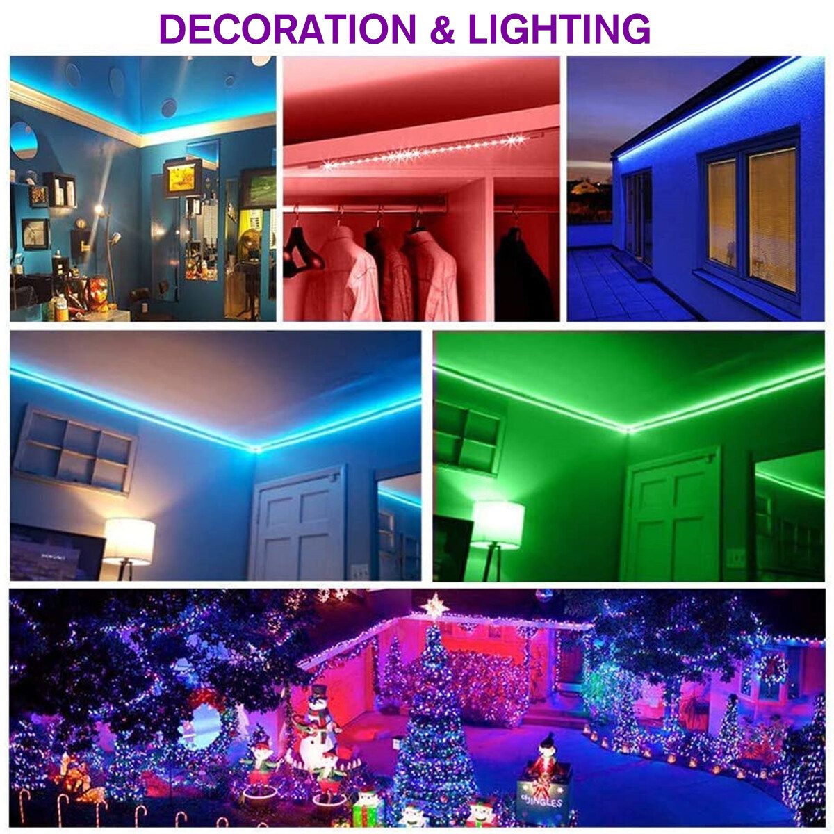 1-5M 5050 RGB USB LED Strip Light Colour Changing Home Living Room Decoration Strip Light With 44 Key IR Remote Control 2M