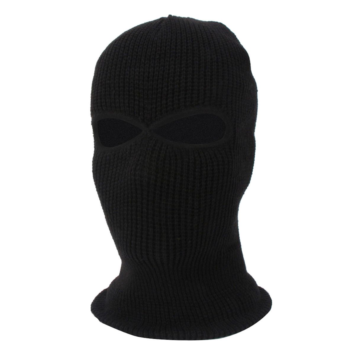 Elastic Full Face Cover Mask 3 Hole Balaclava Knit Hat Black 2 Hole
