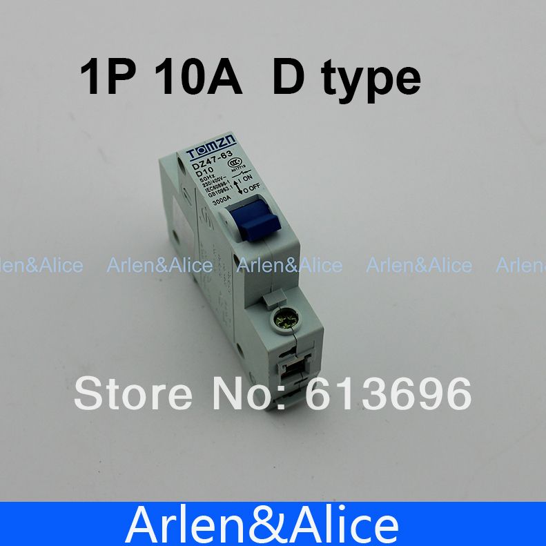 1P 10A D Type 240V 415V 50HZ 60HZ Mini Circuit Breaker MCB