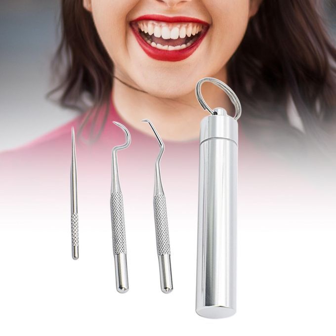 Pocket Stainless Steel Toothpick Kit Tooth Flossing 3Pcs Large Kit