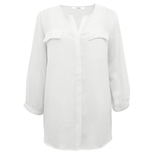 Ivory Semi Sheer Chiffon Crepe Blouse