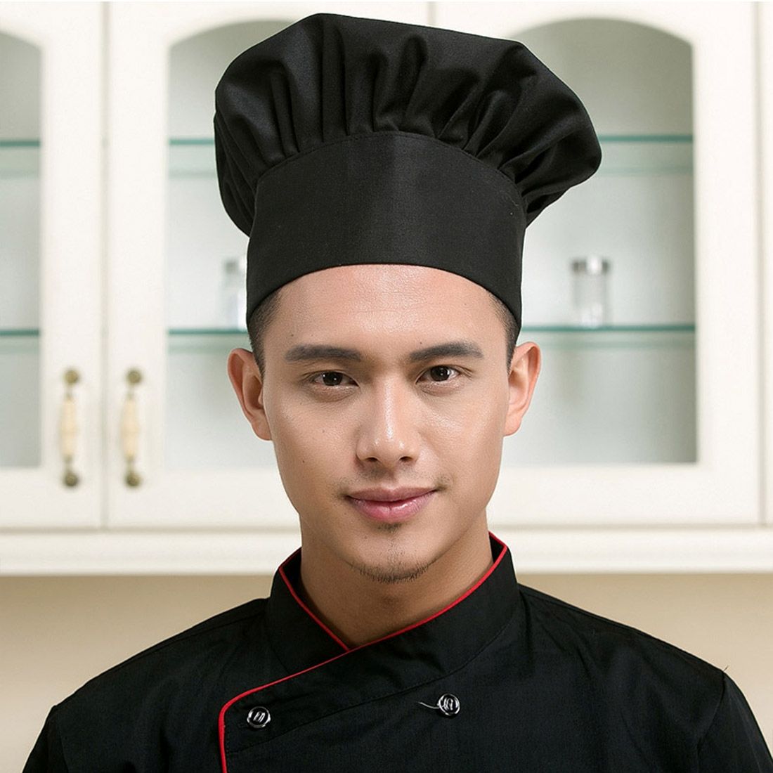 Simple Style Chef Pastry Chef Cap Mushroom Cap(Black)