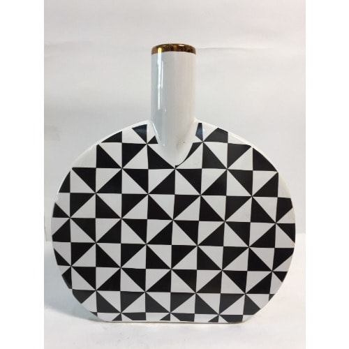 WHITE & BLACK FLOWER VASE